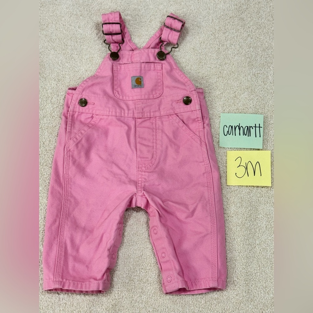 NWOT Carhartt Infant Pink Overalls, Size 3M